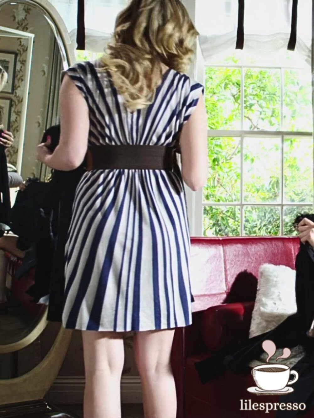 remain navy cream stripe dress ASO hanna marin pretty little liars (medium) - Picture 3 of 9